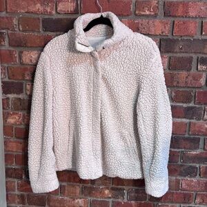 Thread & Supply womens sherpa teddy bear cozy warm zip up jacket ivory S